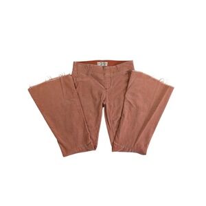 We The Free Corduroy Flare Pants Frayed Hem Pull On Waist Casual Pink 25